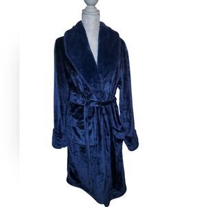 Daydream by Berkshire Women Navy Blue Women's Soft Cozy Velour Robe Size L Large